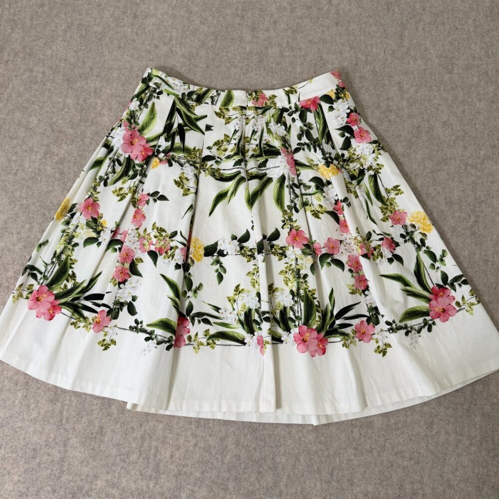 Talbots Floral Pleated A-Line Skirt Size 8 Garden Party Spring - Picture 2 of 13